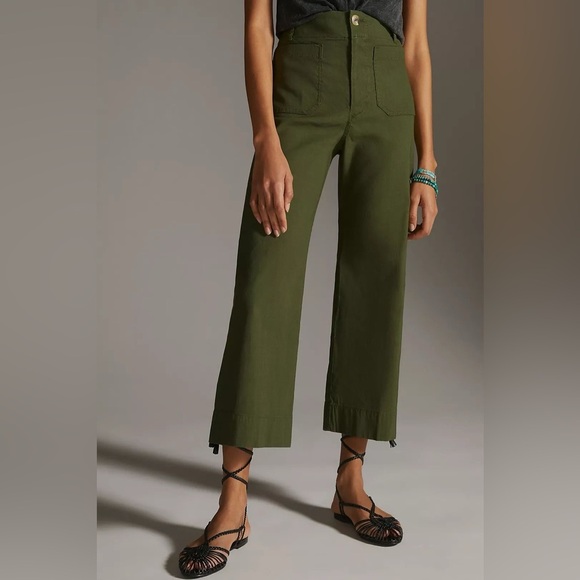 Anthropologie Maeve The Colette Magic Fabric Cropped Wide-Leg Pants 29 Petite - Picture 1 of 12